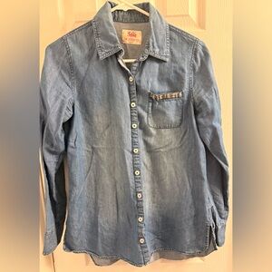Y2K Justice Light Denim Shirt in Blue youth 16